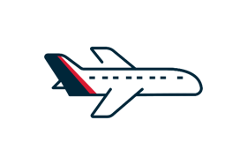 a blue and red airplane