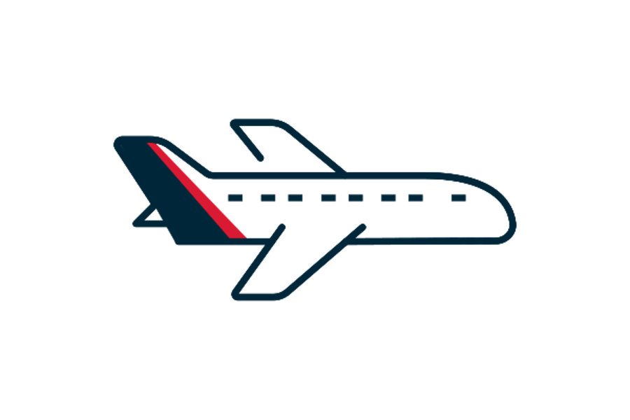 a blue and red airplane
