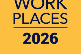 a yellow and blue sign with text